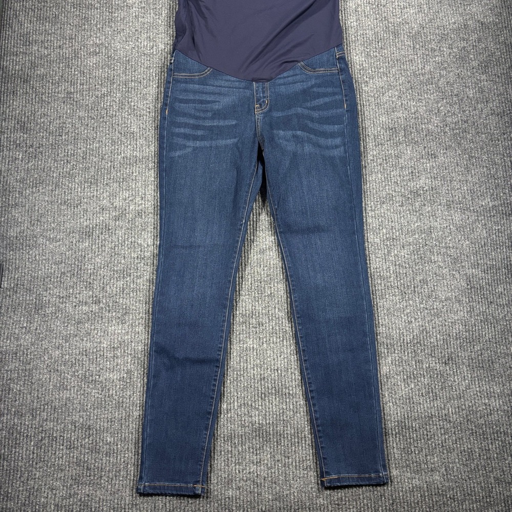 PinkBlush Maternity Skinny Jeans Women 30 Blue Dark Wash Full Belly Band 1951D - Picture 2 of 10